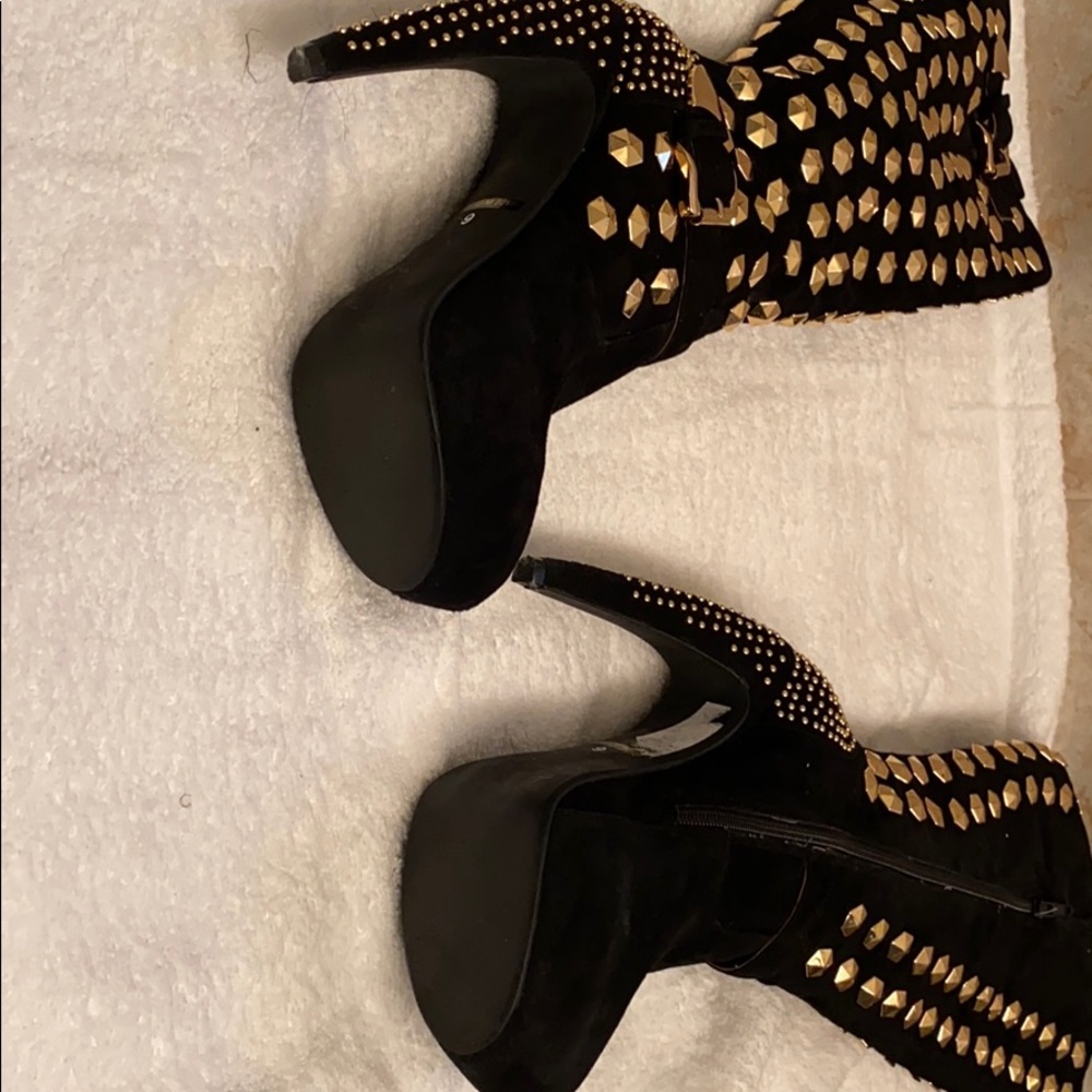 Jeffery Campbell Black Suede and Gold Boots - Picture 5 of 8